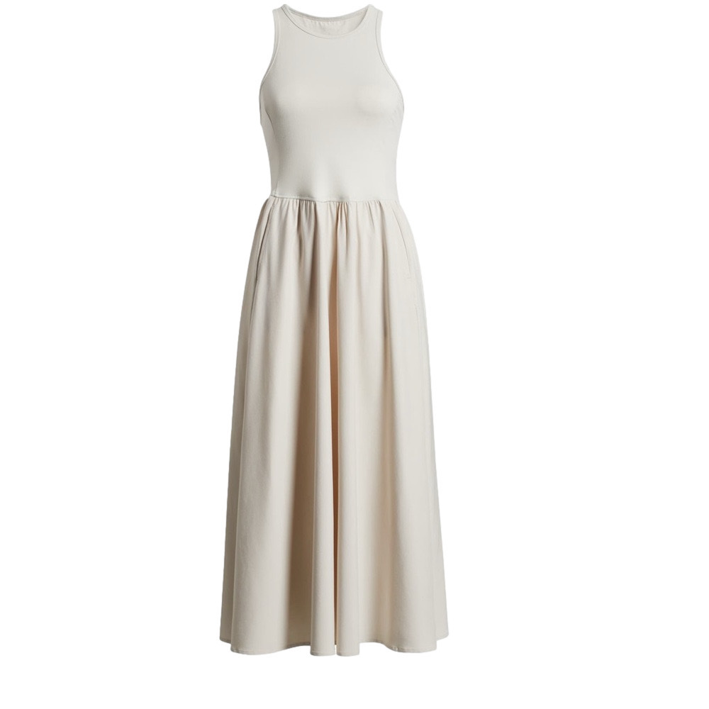 Zella XS Effortless Hybrid Racerback Midi Dress Cream NWT MSRP $89